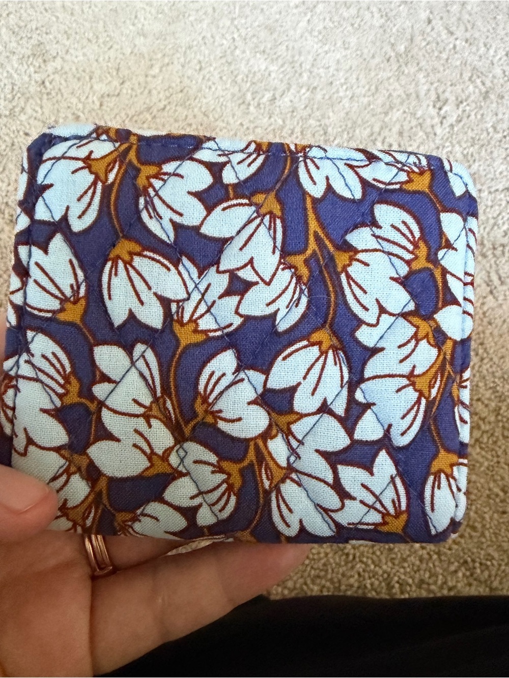 Vera Bradley Purple Blue Floral Quilted Coin Wallet - Picture 2 of 3